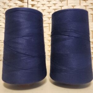 2 Cones Coats & Clark Dual Duty Poly Cotton Thread Tex 120 Navy Blue